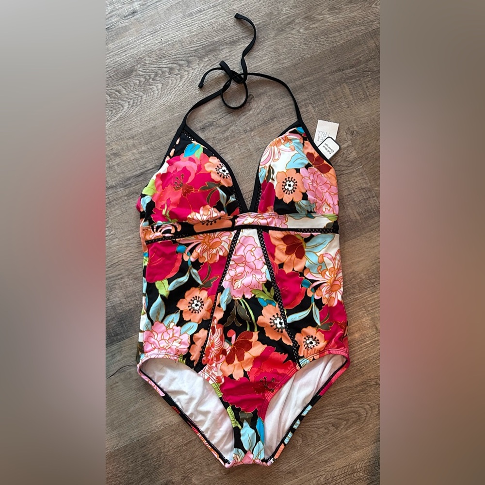 NWT Time and Tru Vibrant Floral One Piece Swimsuit